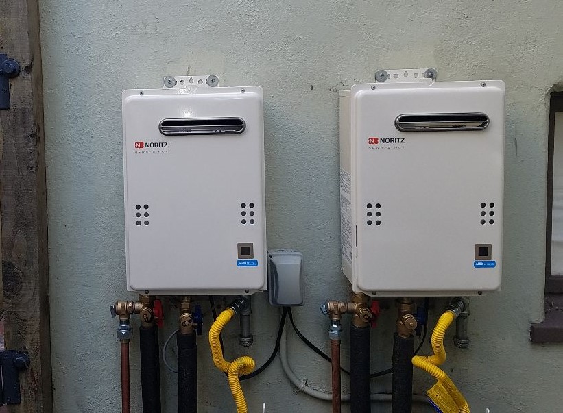 Dual-Exterior-Tankless-Water-Heater-Installation-Noritz-Brand-Units-2024-